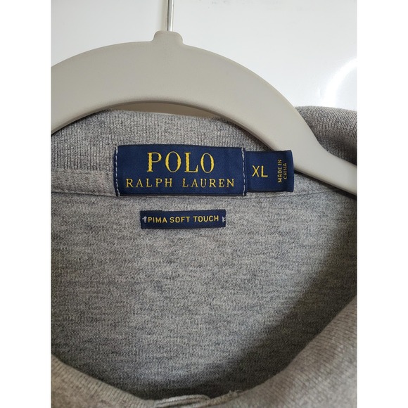 Polo Ralph Lauren Polo Shirt Mens XL Gray Pima Soft Touch Embroidered Santa Pony - Picture 2 of 8